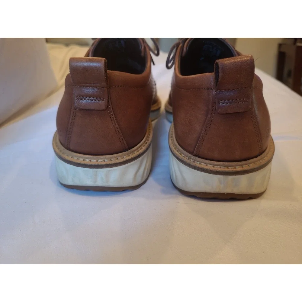 Ecco S.T.1 Men Oxfords Shoes Brown Leather Brogue Pattern For Ventilation